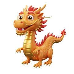 Fototapeta premium Cartoon Orange Dragon with Gold Accent Illustration on Transparent Background