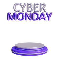 Cyber monday 3d podium display and inflated text for promotion marketing
