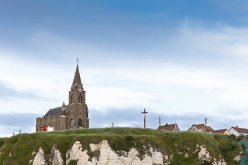 Sceneries and Chalk cliffs along the Channel coast in France, Normandy