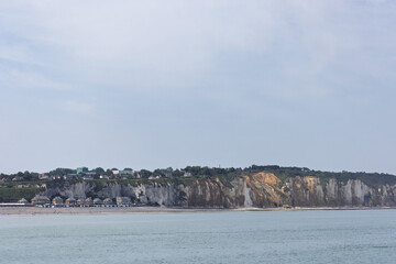 Sceneries and Chalk cliffs along the Channel coast in France, Normandy