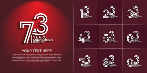 Anniversary logo set with double line number style. silver color can be use for special moment
