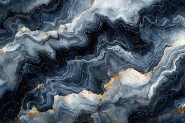 Fototapeta premium Abstract Marble Texture with Gold Veins in Dark Blue and White Tones, Perfect for Modern Interior Design and Artistic Backgrounds