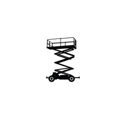 Scissor Lift Silhouette on White Background – Modern Construction Tool Vector