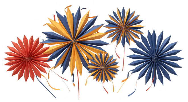 Decorative Illustration of Paper Flowers Fans Ornament for Celebration Event