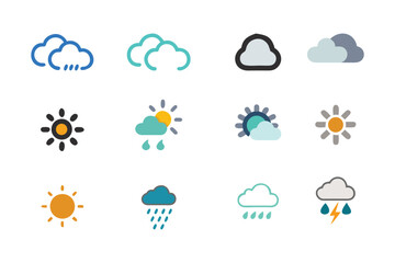 Obraz premium Weather Icon Silhouette Set Vector Illustration of Forecast Symbols