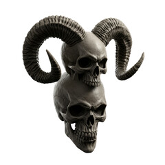 Fototapeta premium Detailed 3D Rendering of a Gray Skull Statue Topped with Horns on Transparent Background