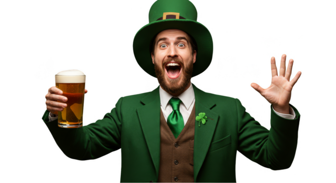 Excited Man Holding Beer for St Patricks Day Celebration Portrait