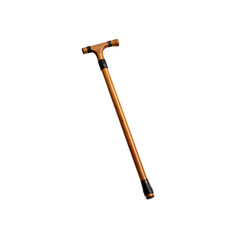 Elegant wooden walking cane with t shaped handle old on transparent background