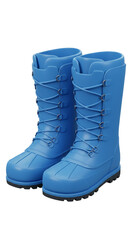 Illustration Blue Winter Boots with Laces Waterproof Footwear Isolated