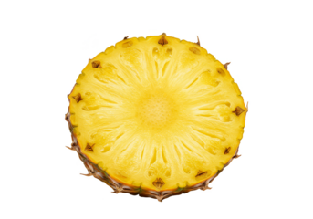 Fresh Cut Pineapple Tropical Fruit Slice Yellow Food on Transparent