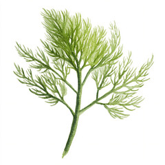 A lone watercolor fennel frond with a feathery tip