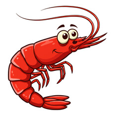 Illustration of a Red Cheerful Shrimp Seafood on Transparent Background