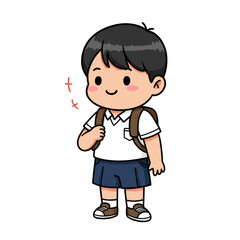 Illustration of a Cute Schoolboy Character Wearing Backpack on Transparent
