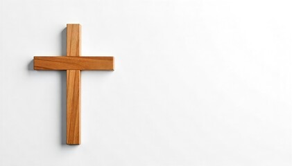 Simple wooden cross isolated on white background Perfect for religious or spiritual projects , resurrection, bible
