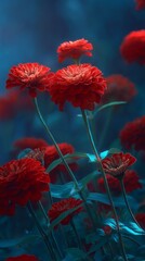 Obraz premium A close up of a bunch of red flowers