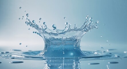 High Resolution Water Splash Photo with Clear Blue Wave and Droplets on Clean White Background