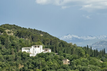 view of the rural village of el generalife outside the walls of the alhambra in granada