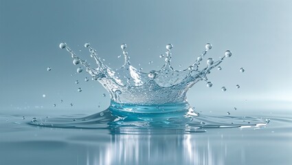 High Resolution Water Splash Photo with Clear Blue Wave and Droplets on Clean White Background