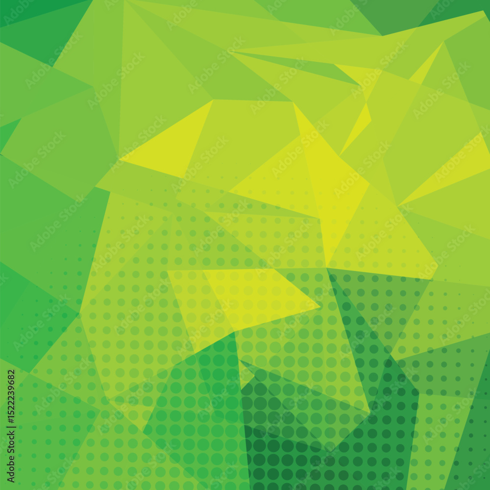 Poster Green abstract polygon background with halftone. abstract low poly background. triangles in green colors with halftone. modern geometric background