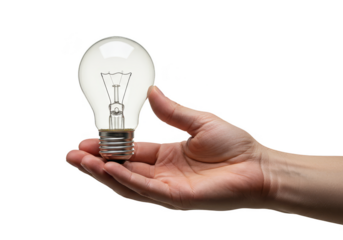 Illustration of Hand Holding Glowing Light Bulb Idea Creativity Concept