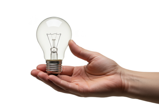 Illustration of Hand Holding Glowing Light Bulb Idea Creativity Concept