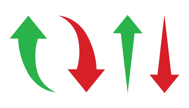 Set of arrow icon pointing up, down icon. abstract curved arrows. arrow shapes collection