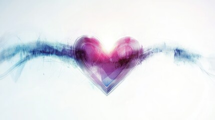 Abstract design of a glowing heart shape surrounded by colorful wave patterns, symbolizing love, emotions, and connections in a modern artistic style.