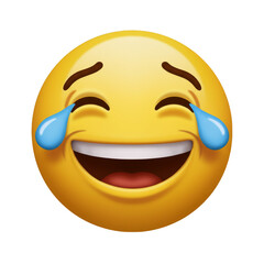 Illustration of Laughing Emoji with Tears of Joy and Transparent BG
