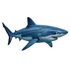 Fototapeta premium Illustration of a White Shark Swimming in the Ocean with Transparent Background