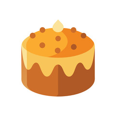 Delicious isometric cake with chocolate chips and cream topping sweet dessert