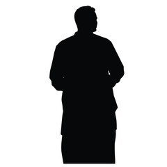 Silhouette of a person in traditional dress, black and white elegance