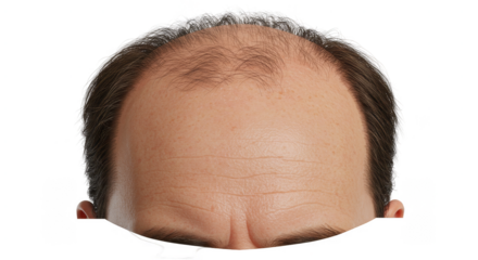 Illustration of Bald Head Hair Loss Treatment and Care on Transparent