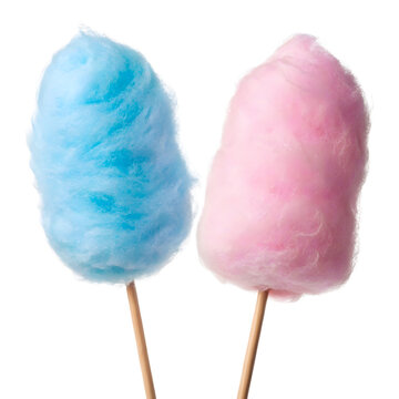 Two cotton candy isolated on transparent background 