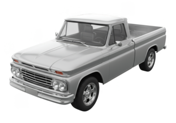 Illustration of Silver Classic Pickup Truck Car Automobile with Transparent Background