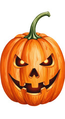 Illustration of Halloween Pumpkin Jack O Lantern Glowing on Transparent