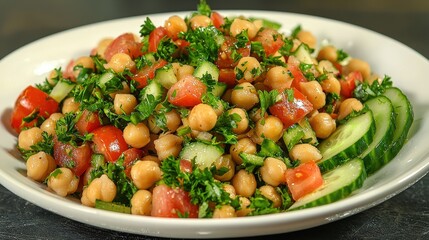 Mediterranean-inspired chickpea salad plate