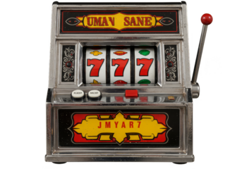 Illustration Of Vintage Casino Slot Machine Gambling With Number 7 Lucky
