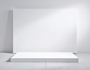 Obraz premium A bright, airy white room featuring a pristine empty wall and a smooth, clean floor, creating a minimalist and spacious atmosphere perfect for various uses.