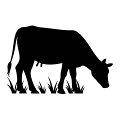 Photorealistic 3D Cow Silhouette Eating Grass with Dramatic Studio Lighting