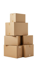 Illustration Stack of Cardboard Boxes Brown Delivery Transparent Background