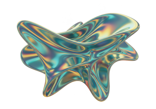 Iridescent Abstract 3D Shape Fluid Geometric Form Modern Design
