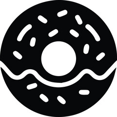 Black and white donut vector illustration with sprinkles and frosting