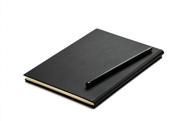 Elegant black notebook with pen, perfect for note-taking and professional planning
