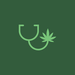 cannabis with stethoscope logo design modern concept