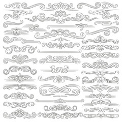 Collection of ornate black and white vintage style dividers and borders for design projects and decoration