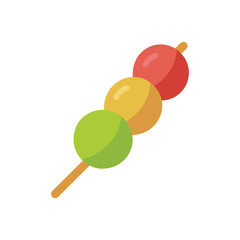 Colorful dango skewer illustration japanese sweet dumpling treat mochi dessert vector graphic