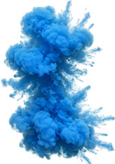 Obraz premium Isolated Abstract Blue Smoke Cloud Ink Explosion on Transparent Background