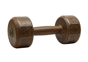 Isolated 3d Rendering of a Rusty Dumbbell on a Transparent Background
