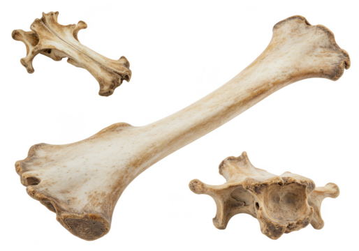 Isolated Animal Bones Skeleton Structure Anatomy on Transparent Backdrop