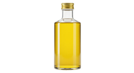 Illustration of Glass Bottle with Yellow Oil Liquid Transparent Background